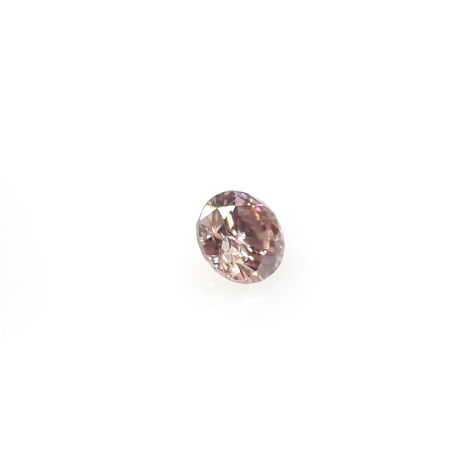 ピンクダイヤモンド(宝石名ダイアモンド SI-2/FANCY BROWNISH ORANGY PINK) 0.053ct ソ付(CGL)[240427045]2.33x2.36mm前後