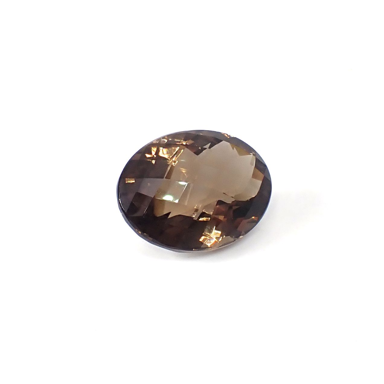 ◇チェッカーカット◇スモーキークォーツ ブラジル産 17.36ct / 20.2x15.2mm前後 [251031248]