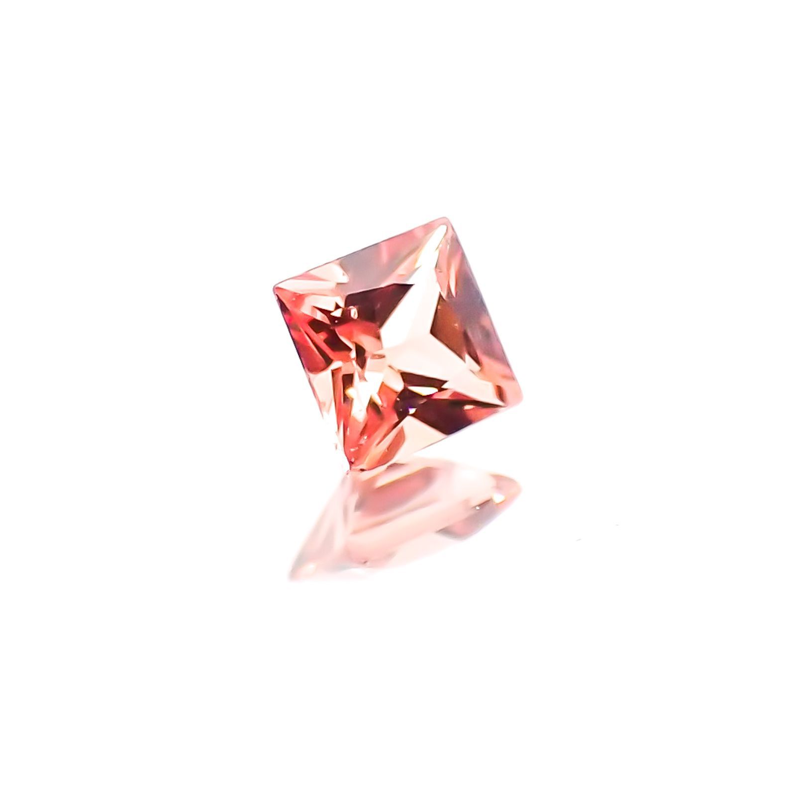 ◇プリンセスカット◇パパラチャサファイア ソーティング付き スリランカ産 ルース 0.08ct[20117827]2.3×2.3mm前後