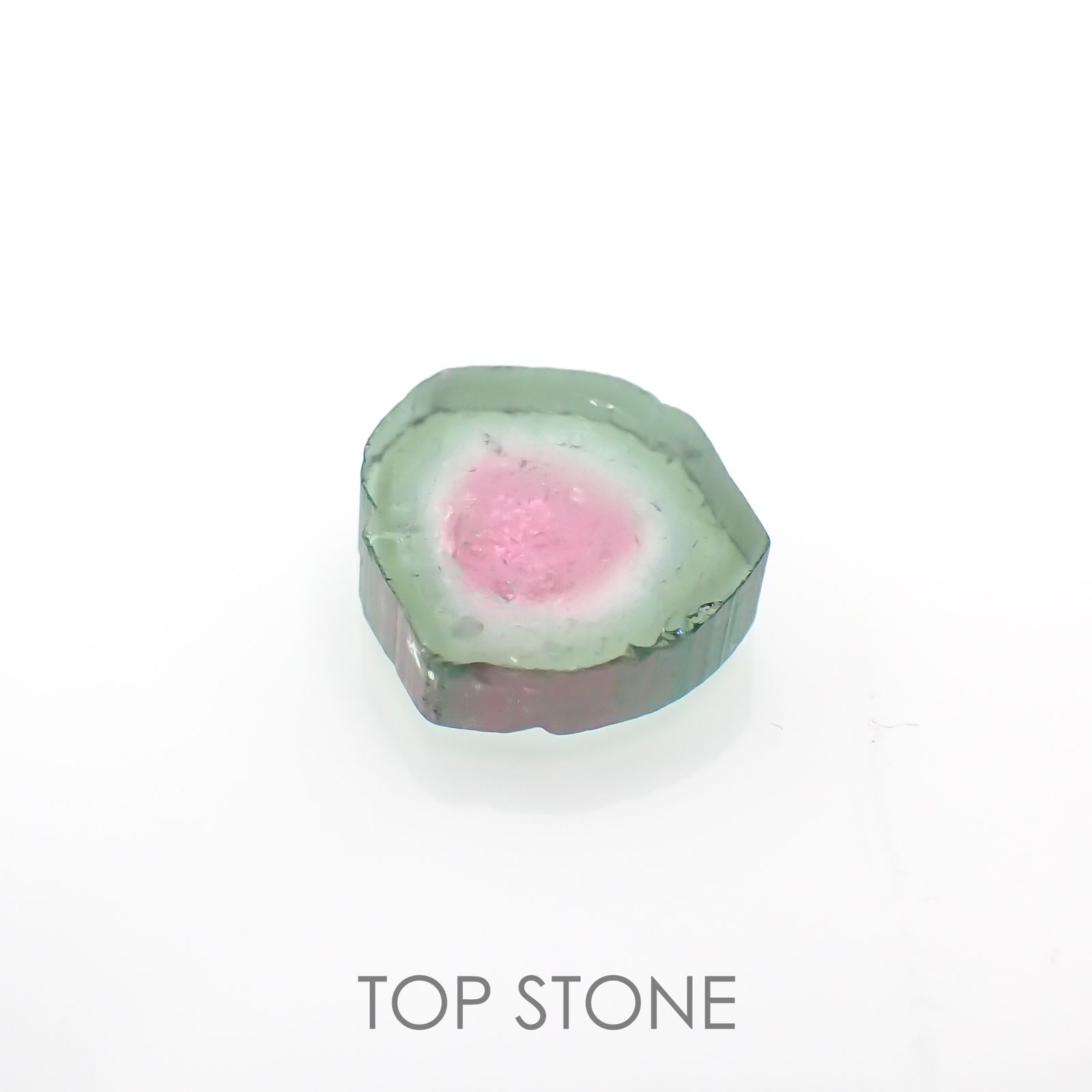 ウォーターメロントルマリン 原石スライス コンゴ民主共和国産 4.04ct[221018613]10.6x10.1mm前後