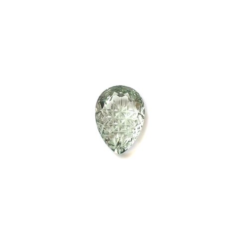 ◇甲州貴石切子Plus Three◇プラシオライト(グリーンアメジスト) カード付き ブラジル産 4.58ct [250630484]14x10mm前後