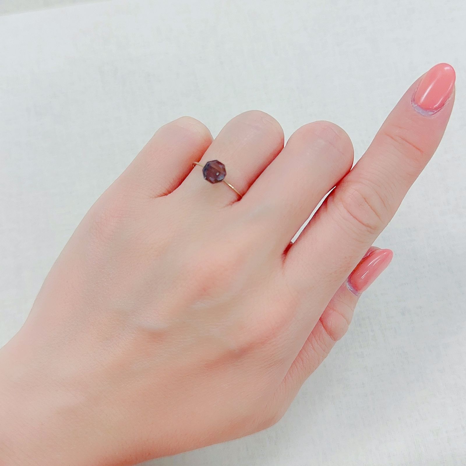 ◇オクタゴンカット◇ブラッドショットアイオライト インド産 0.99ct[230320941]6.1x6.1mm前後