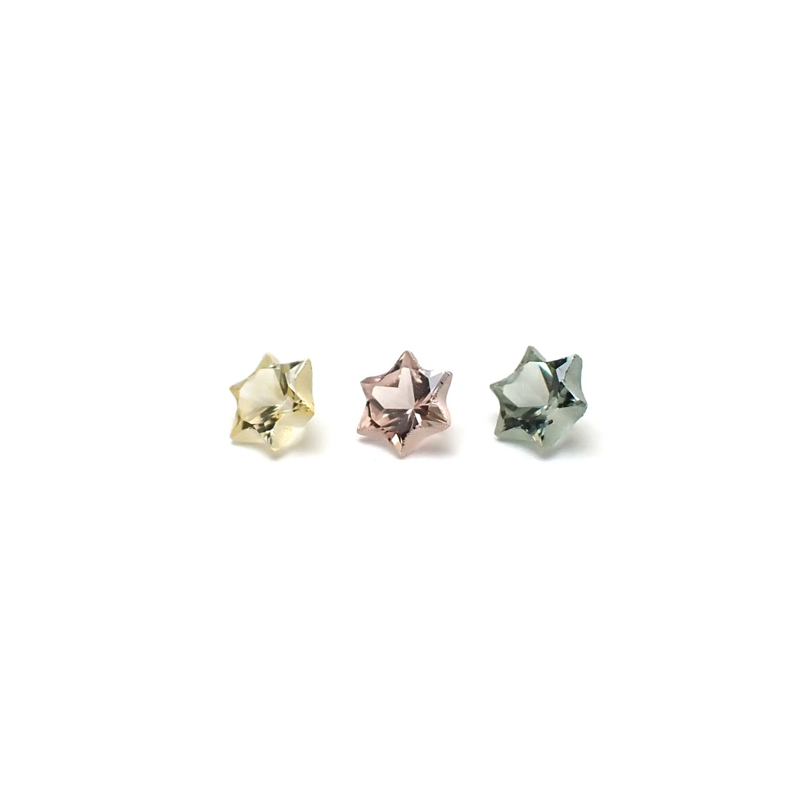 ◇カスタムカット◇サファイア カラーグラデーション3個セット スリランカ/マダガスカル産 0.32ct(3pcs合計) / 3.1-3.2x3.1-3.2mm前後 [260632325]