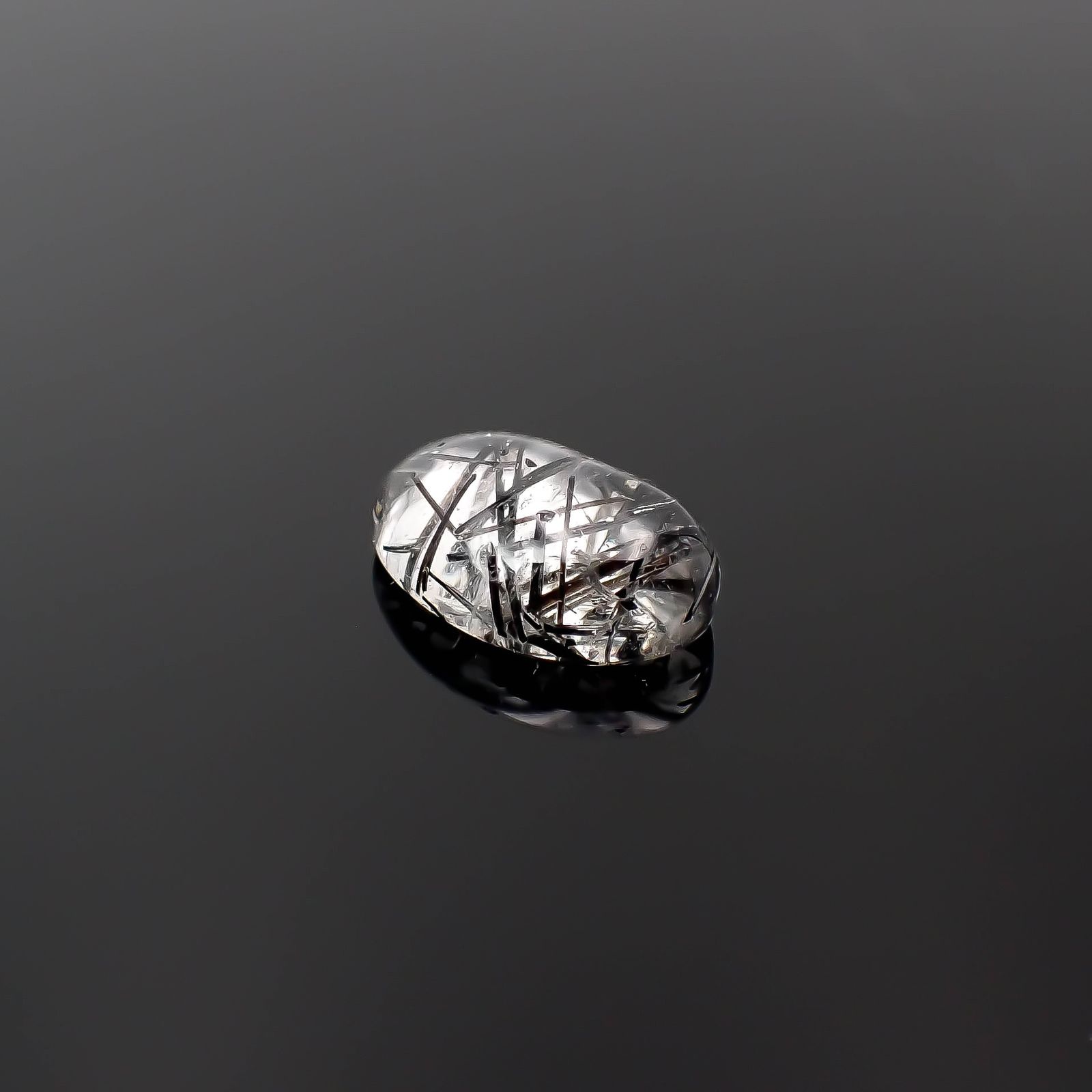 ブラックトルマリンインクォーツ ブラジル産 4.18ct[240427062]13.2x8.4mm前後
