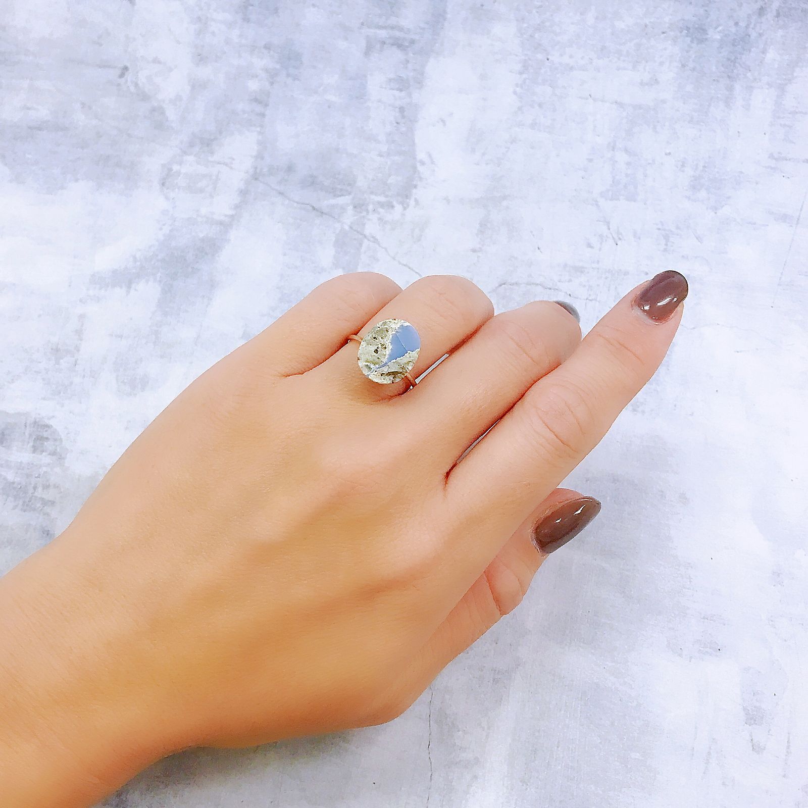 マトリックスブルーオパール アメリカ・オレゴン州産 3.45ct[220917812]13.9x11.3mm前後
