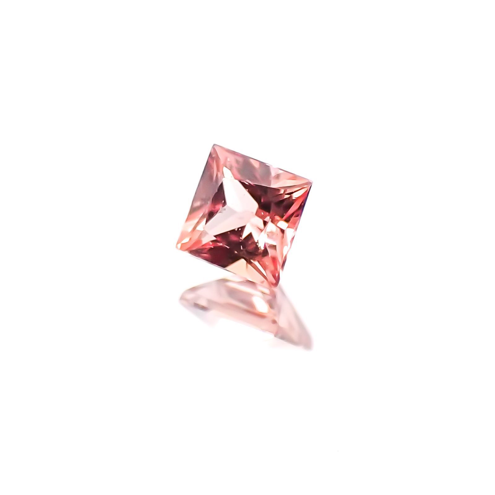 ◇プリンセスカット◇パパラチャサファイア ソーティング付き スリランカ産 ルース 0.096ct[20117822]2.4×2.4mm前後