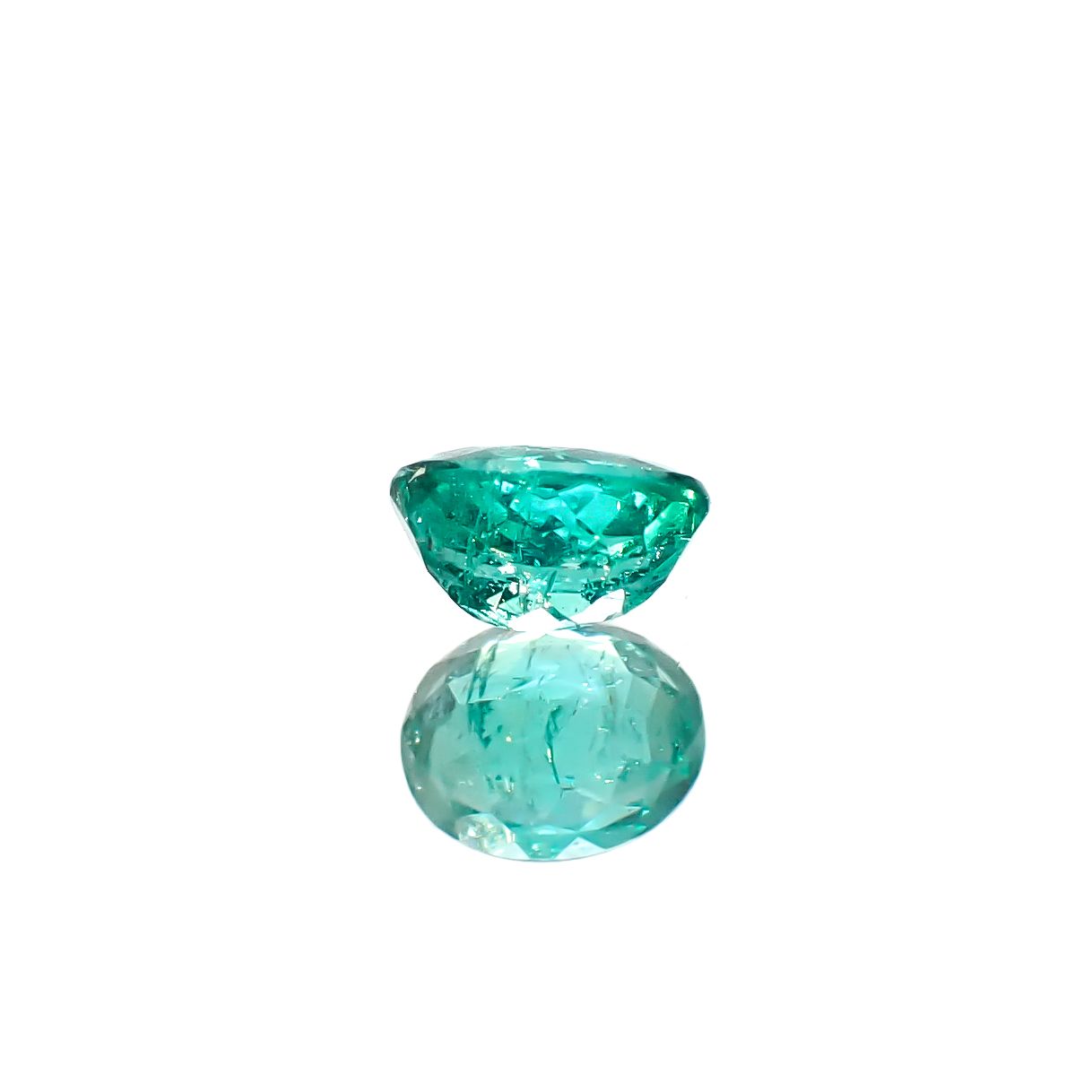 パライバトルマリン(宝石名トルマリン/別名パライバ・トルマリン)ブラジル・キントス鉱山産 0.405ct ソ付(宝貴協)[241229538]5.02x4.05mm前後