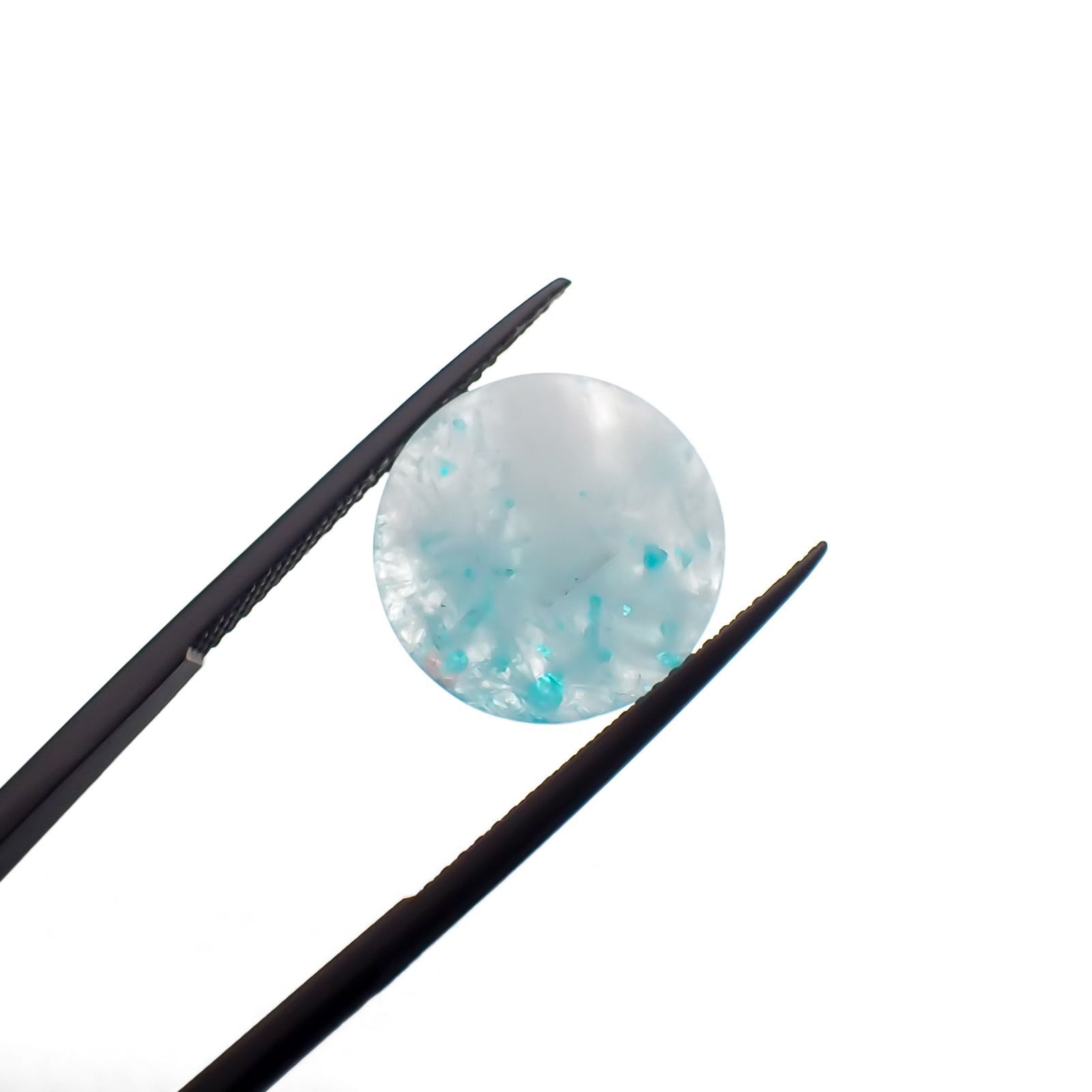 パライバトルマリンインクォーツ(宝石名トルマリンインクォーツ/別名パライバ・トルマリン)ブラジル産 4.946ct ソ付(宝貴協)[221018824]13.9x13.9mm前後