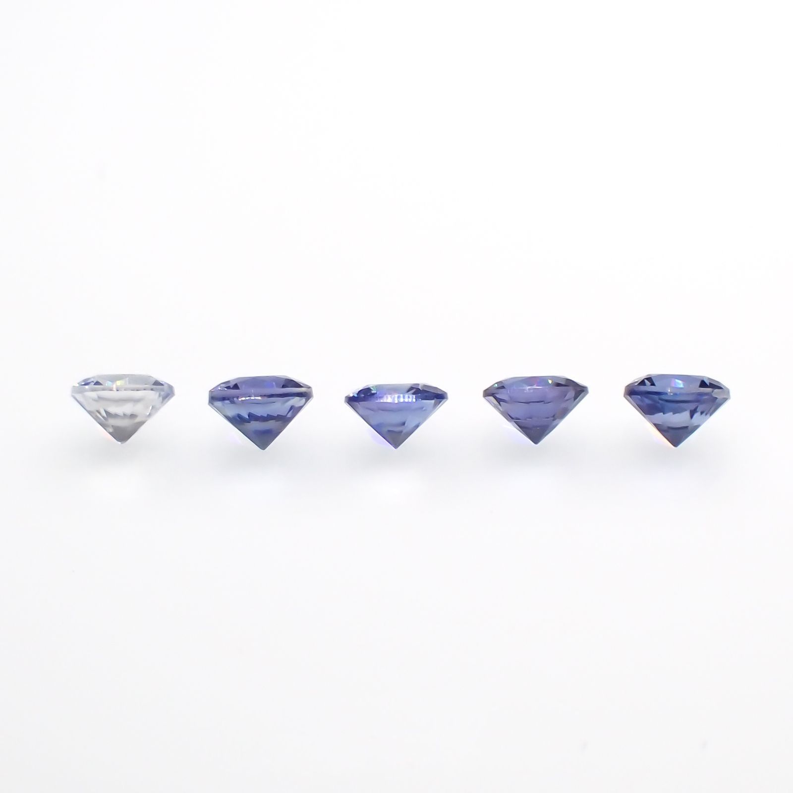 ベニトアイト カラーグラデーション5個セット アメリカ・カリフォルニア州サンベニト産 0.26ct(5pcs合計)[220616632]2.3x2.3mm前後
