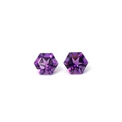 ◇ヘキサゴンカット・ペアセット◇アメジスト(宝石名アメシスト)ブラジル産 識別済 1.14ct(2pcs合計) / 5.1x5.1mm前後 [260131644]