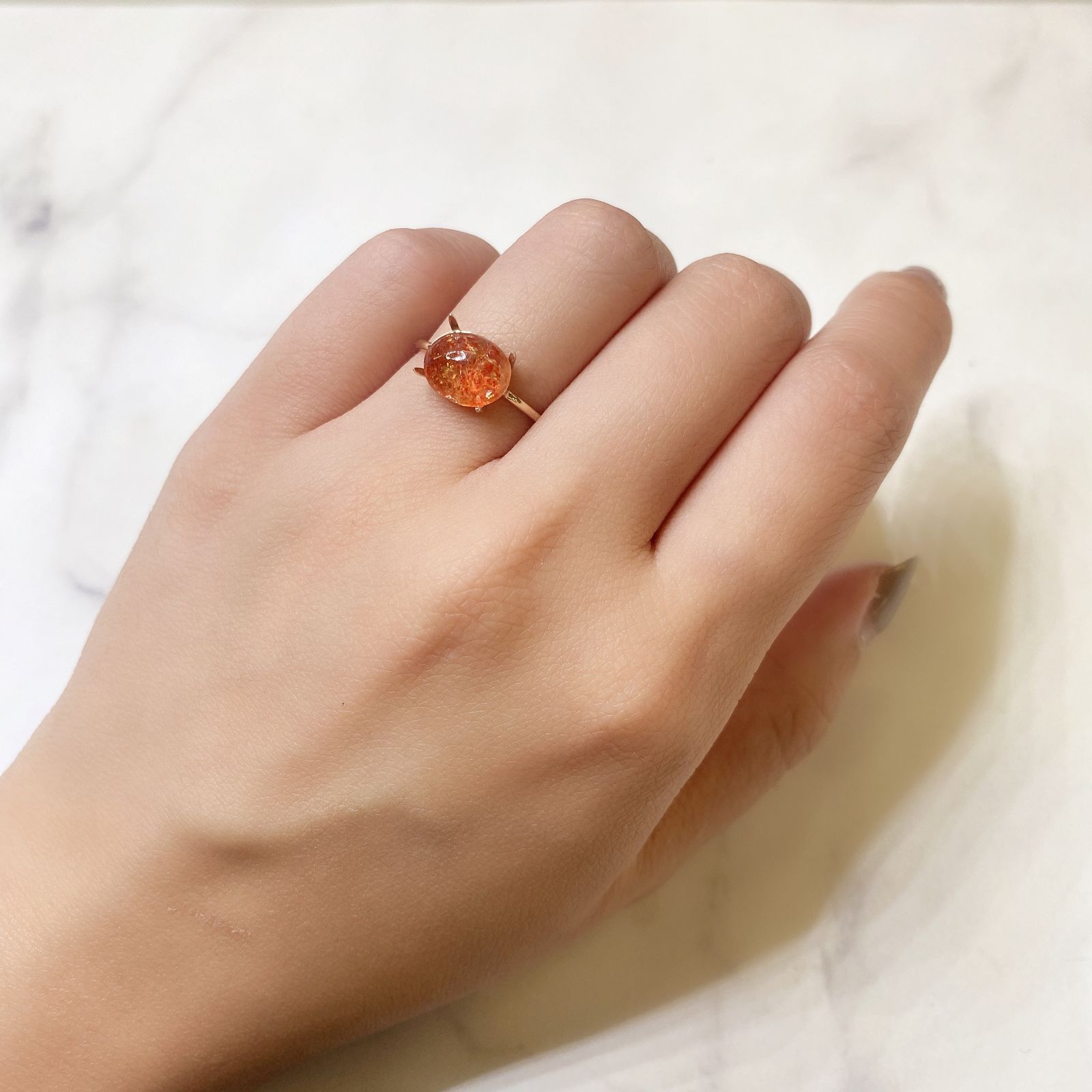 イリュージョンサンストーン(宝石名フェルドスパー) タンザニア産 2.18ct 識別済[211013337]9.9×7.8mm前後