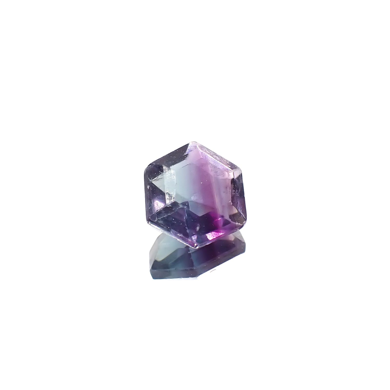 ◇ヘキサゴンカット◇パーティカラーフローライト フルオレッセンス 中国産 2.47ct[240628188]8.2x8.2mm前後