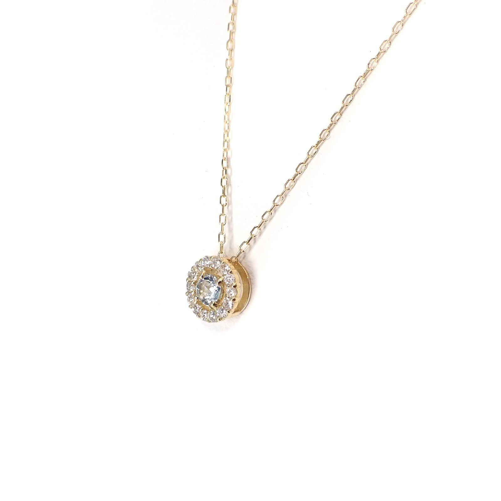 ◇K18 Briller（ブリエ）◇ダイヤモンド×アクアマリン | 6.5mmタイプ [取り巻きデザインチャーム/ペンダントトップ※チェーン別売り]