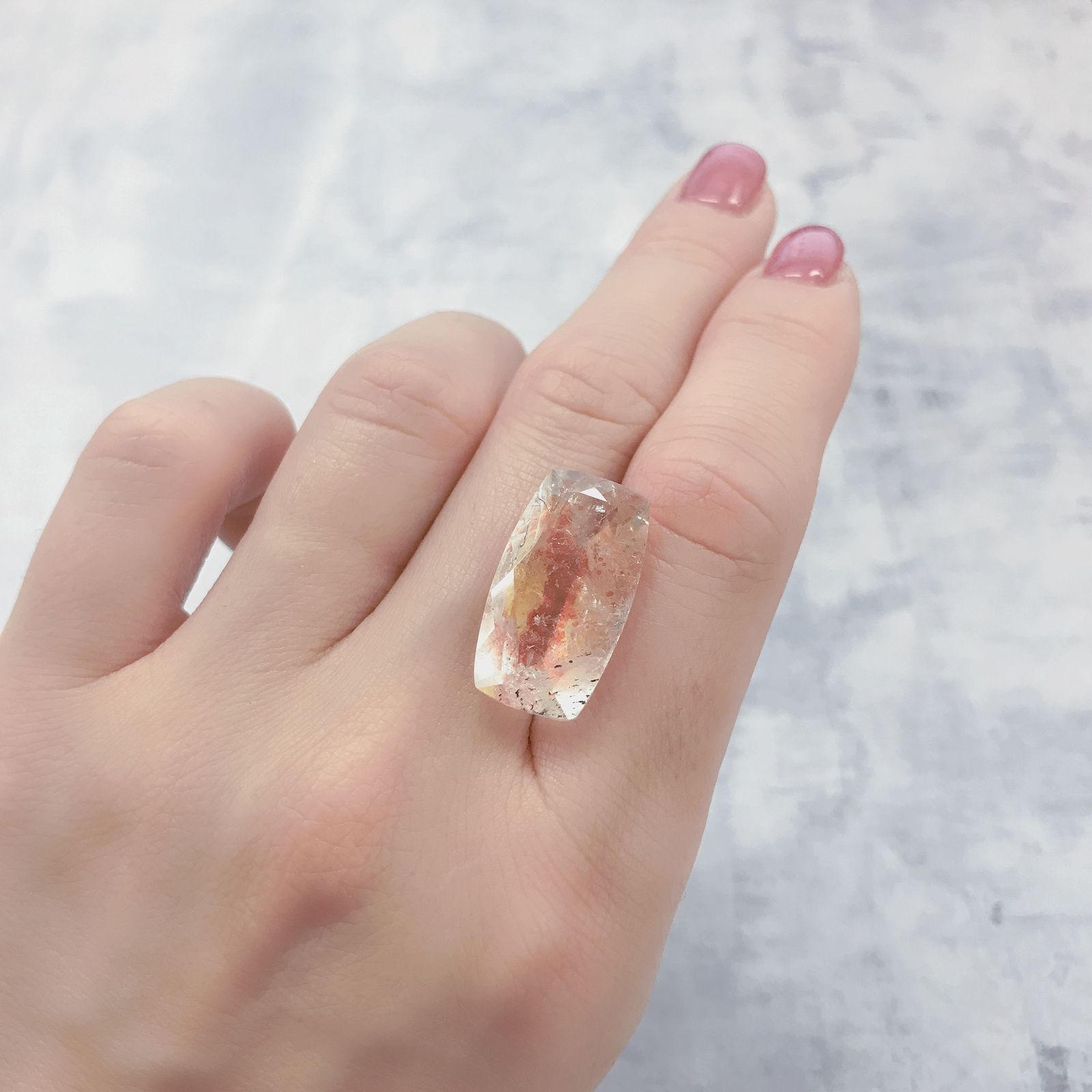 オーロラクォーツ ブラジル・ミナスジェライス産 14.35ct[220114363]22.2x12.6mm前後