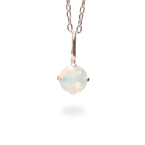 ◇K18 Petitデザイン限定品◇一粒石ジュエリー | エチオピアオパール 4.0mm [チャーム/ペンダントトップ※チェーン別売り]