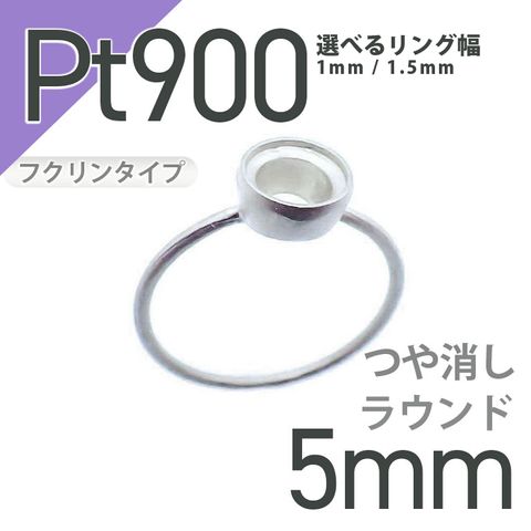 Pt900リング用空枠 ラウンドフクリン留め 5mm用 つや消し [210913395]