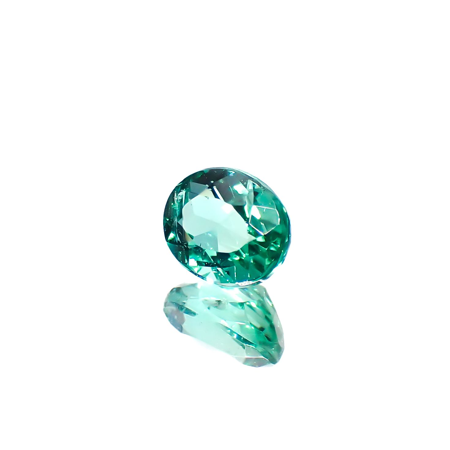 パライバトルマリン(宝石名トルマリン/別名パライバ・トルマリン)ブラジル・キントス鉱山産 0.485ct ソ付(宝貴協)[240928717]5.16x4.16mm前後