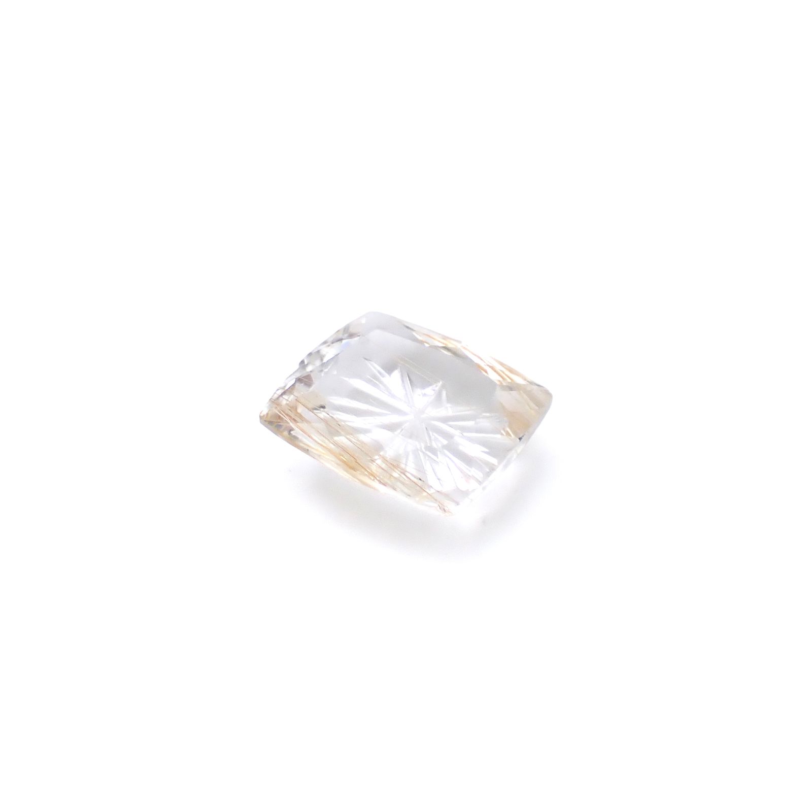 ◇甲州貴石切子Plus Three◇ニードルイントパーズ(チューブイントパーズ) ブラジル・ミナスジェライス州産 6.73ct / 12.4x10.5mm前後 [251231461]