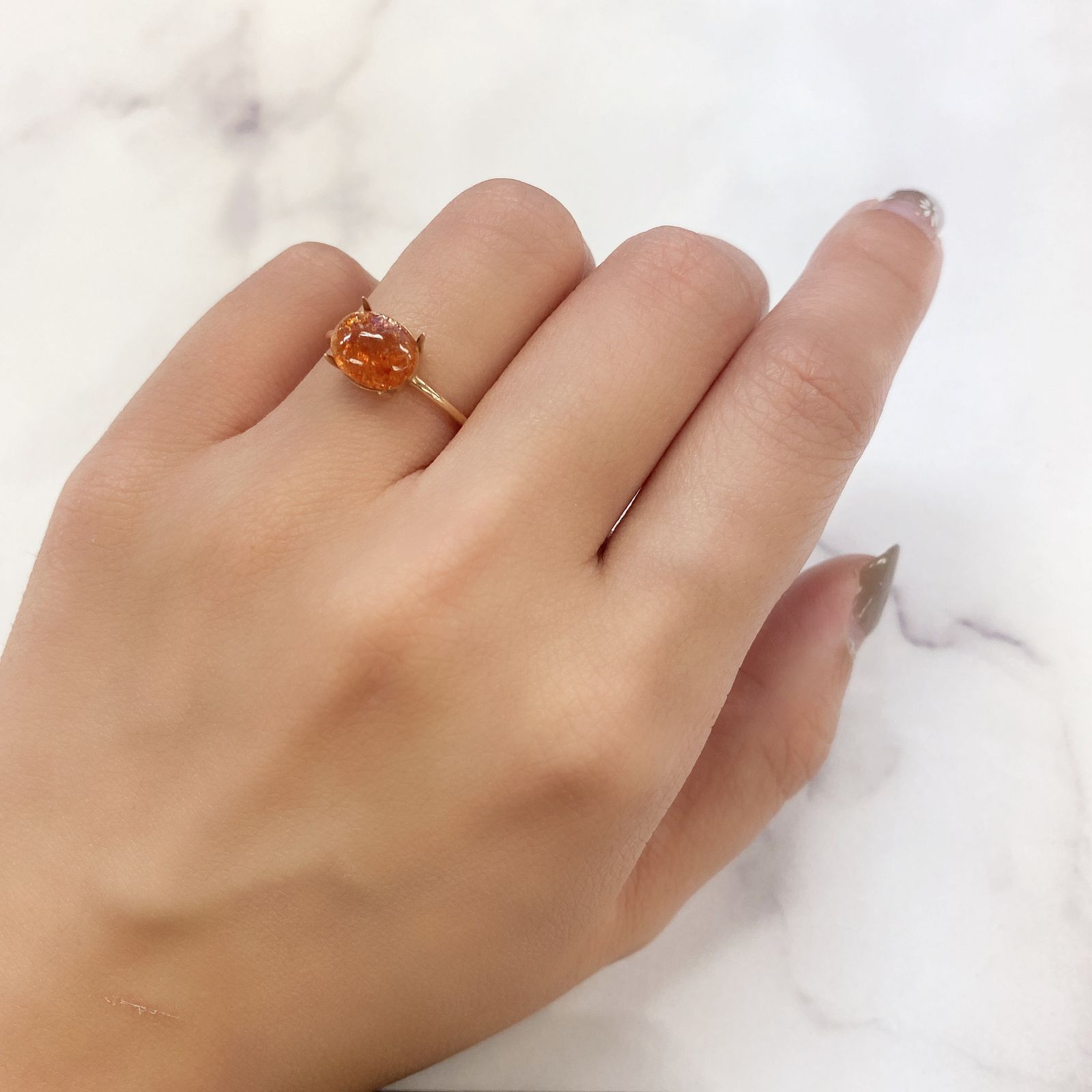 イリュージョンサンストーン(宝石名フェルドスパー) タンザニア産 1.68ct 識別済[210812313]9.1×6.9mm前後