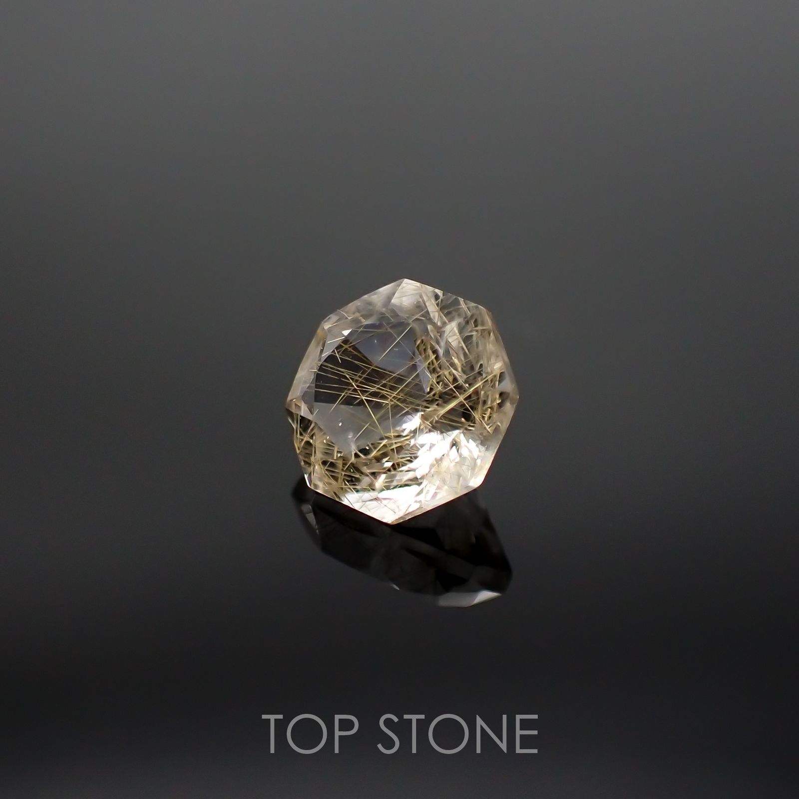 ◇オクタゴンカット◇ルチルクォーツSA(宝石名ルチルレイテッド・クォーツ) ブラジル産 0.92ct 識別済[210611303]6.2×6.1mm前後