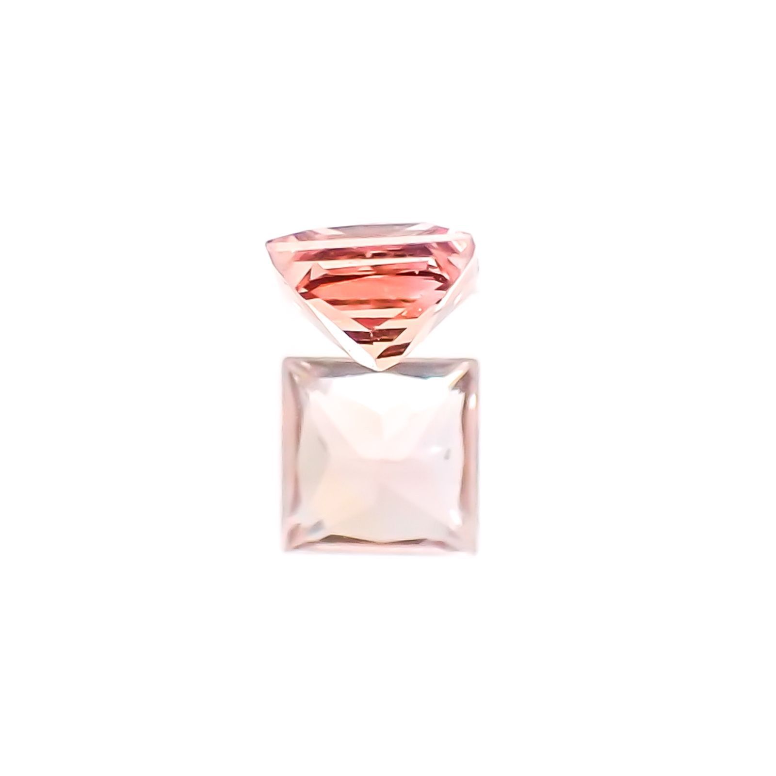 ◇プリンセスカット◇パパラチャサファイア ソーティング付き スリランカ産 ルース 0.096ct[20117822]2.4×2.4mm前後