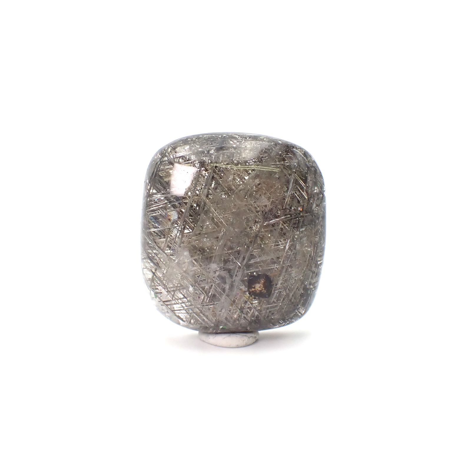 シルバールチルクォーツ ブラジル産 123.58ct / 34.1x31.6mm前後 [260131603]