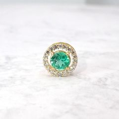 ◇K18 Briller（ブリエ）◇ダイヤモンド×エメラルド | 8.5mmタイプ [取り巻きデザインチャーム/ペンダントトップ※チェーン別売り]