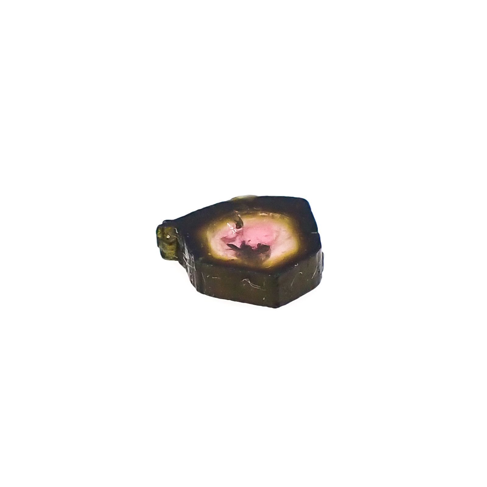 ウォーターメロントルマリン 原石スライス(宝石名トルマリン)ブラジル産 1.96ct 識別済[231023934]10x8.2mm前後