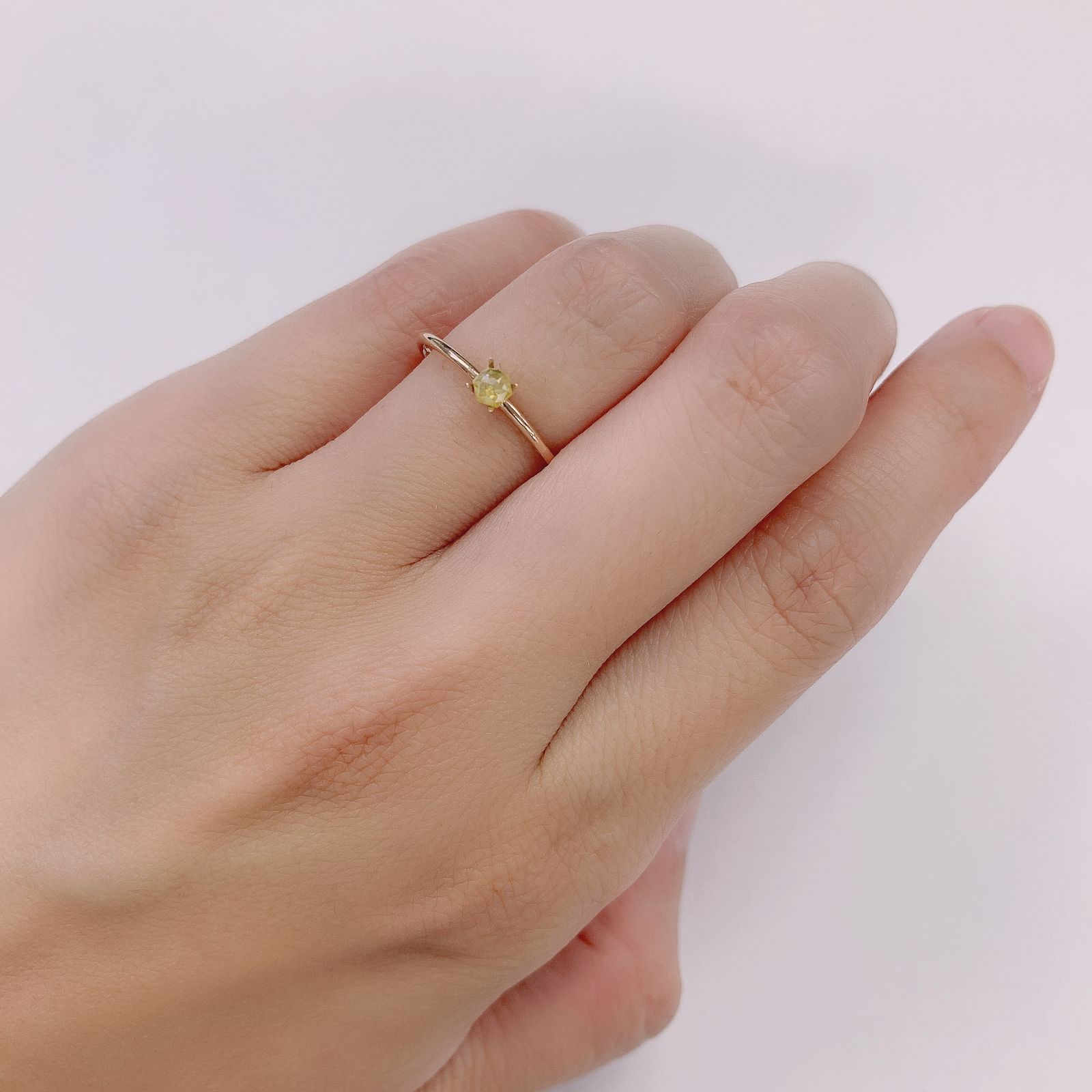 ◇ヘキサゴンアンティークカット◇イエローダイヤモンド(宝石名ダイアモンド) 南アフリカ産 0.13ct 識別済[210813116]2.9×2.8mm前後