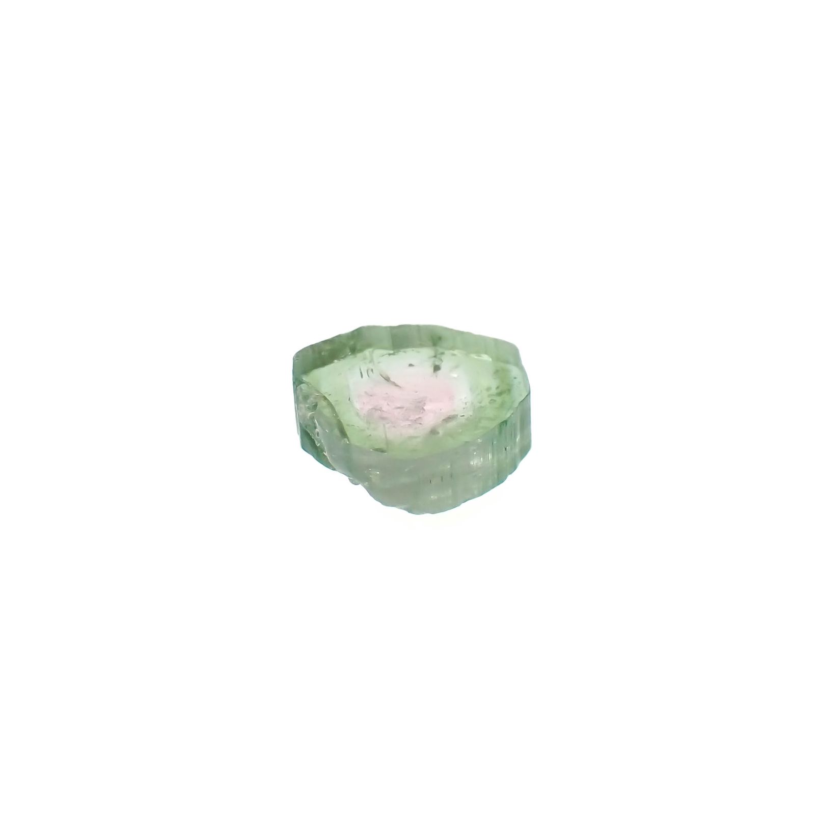 ウォーターメロントルマリン 原石スライス コンゴ民主共和国産 1.39ct[230321304]7.6x7.3mm前後