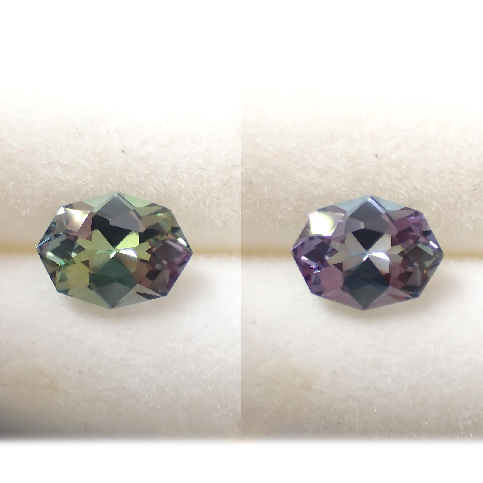 ◇カスタムカット◇バイカラータンザナイト 非加熱(宝石名ゾイサイト)タンザニア産 0.74ct 識別済[221118967]7.3x5.4mm前後