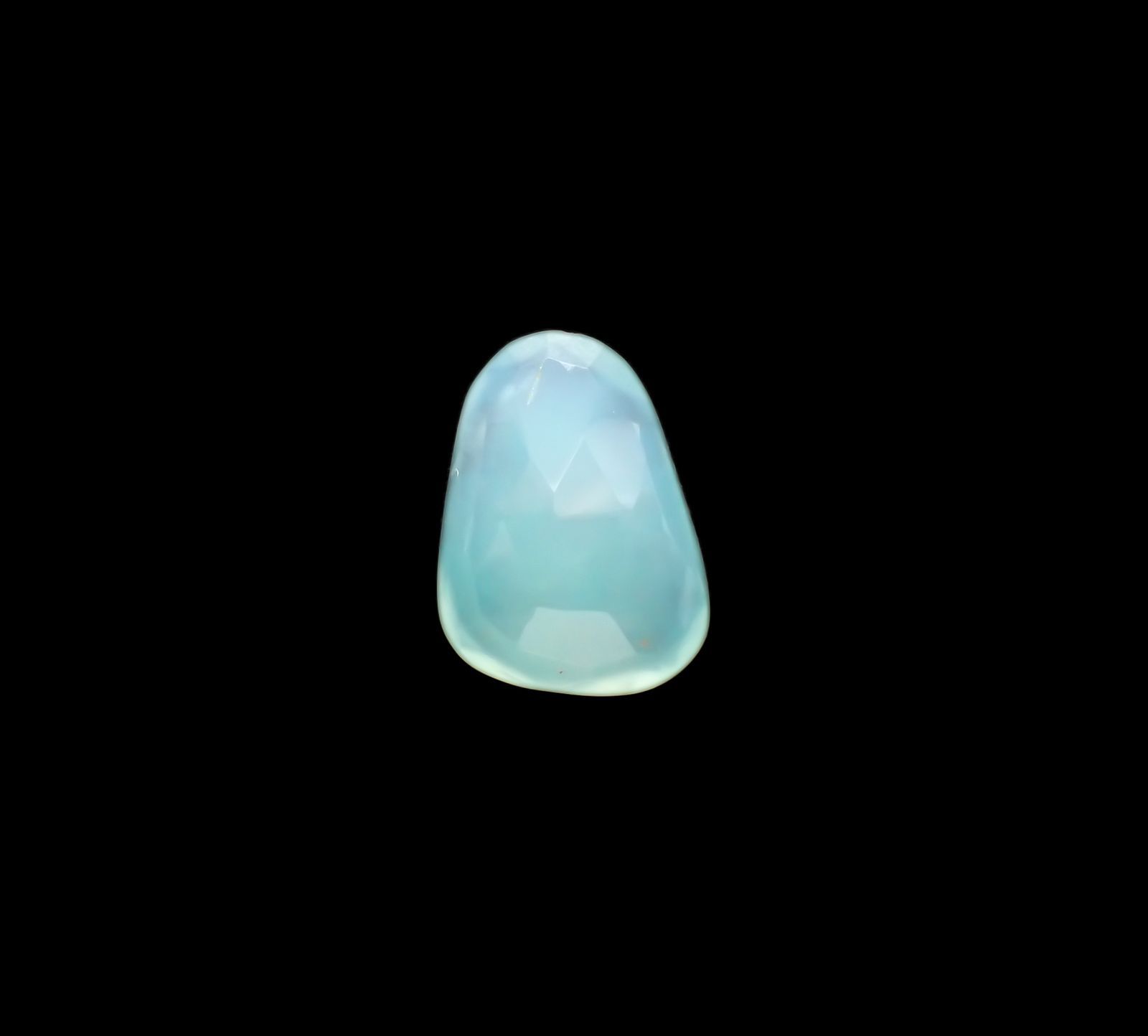 ◇ローズカット◇アクアプレーズ(宝石名ブルー グリーン・カルセドニー)南アフリカ産 4.18ct 識別済[230421888]13.7x10mm前後
