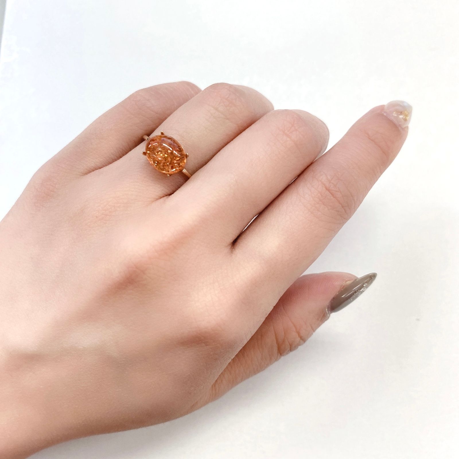 イリュージョンサンストーン(宝石名フェルドスパー) タンザニア産 3.31ct 識別済[210510863]10.1×8.2mm前後