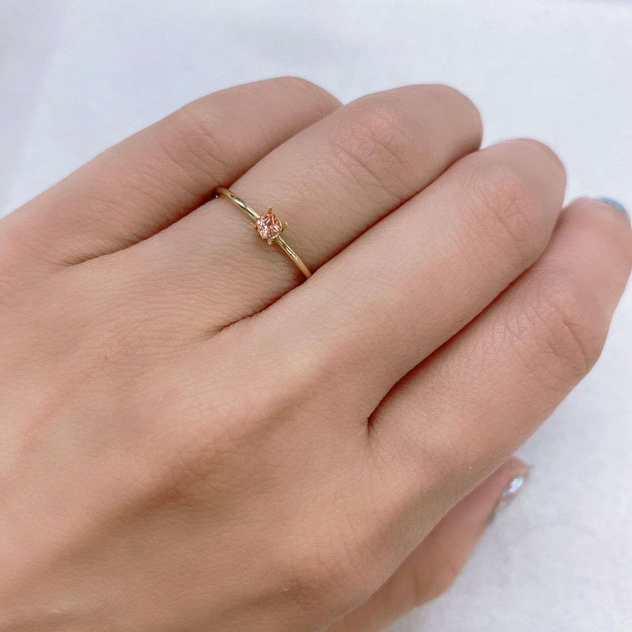 ◇プリンセスカット◇パパラチャサファイア ソーティング付き スリランカ産 ルース 0.097ct[210812606]2.4×2.4mm前後