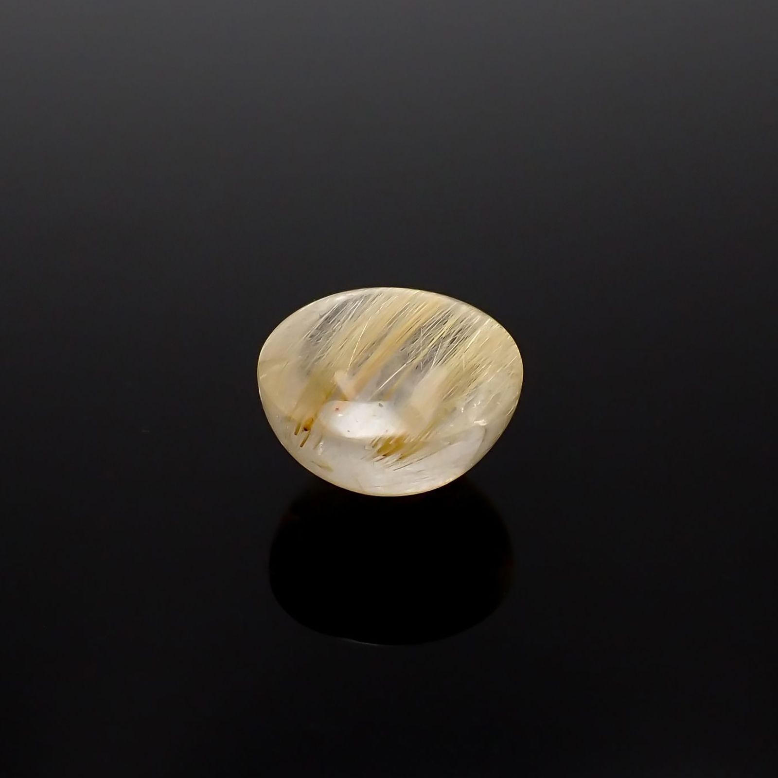 ルチルクォーツキャッツアイ ブラジル産 10.42ct / 13.1x13.1mm前後 [240125640]