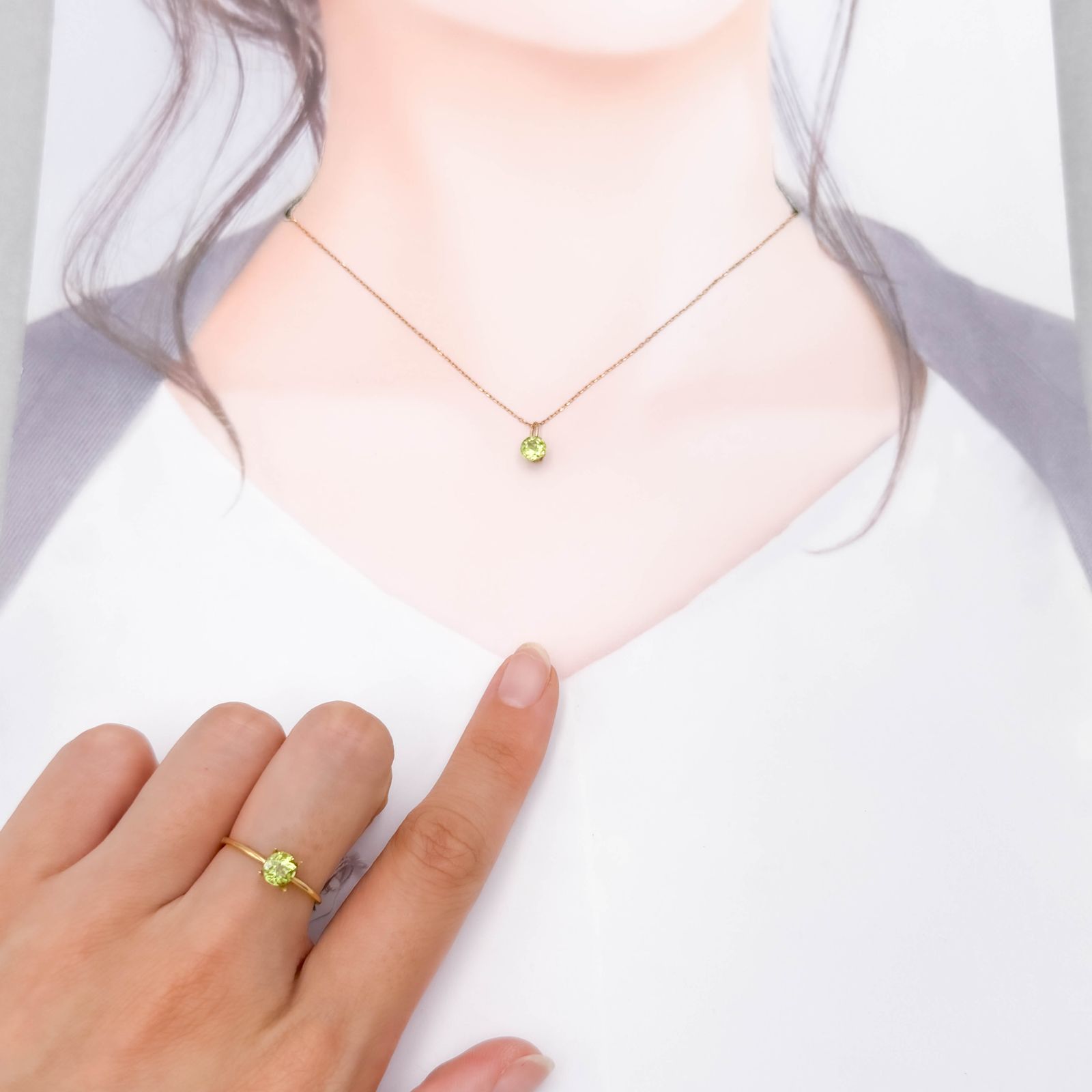 ◇ペアセット◇ペリドット 中国産 1.08ct(2pcs合計) [250730797]5.1x5mm前後