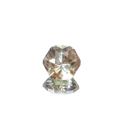 ◇カスタムヘキサゴン・チェッカーカット◇バイカラーオレゴンサンストーン アメリカ・オレゴン州産 2.46ct[231224665]8.4x8.4mm前後