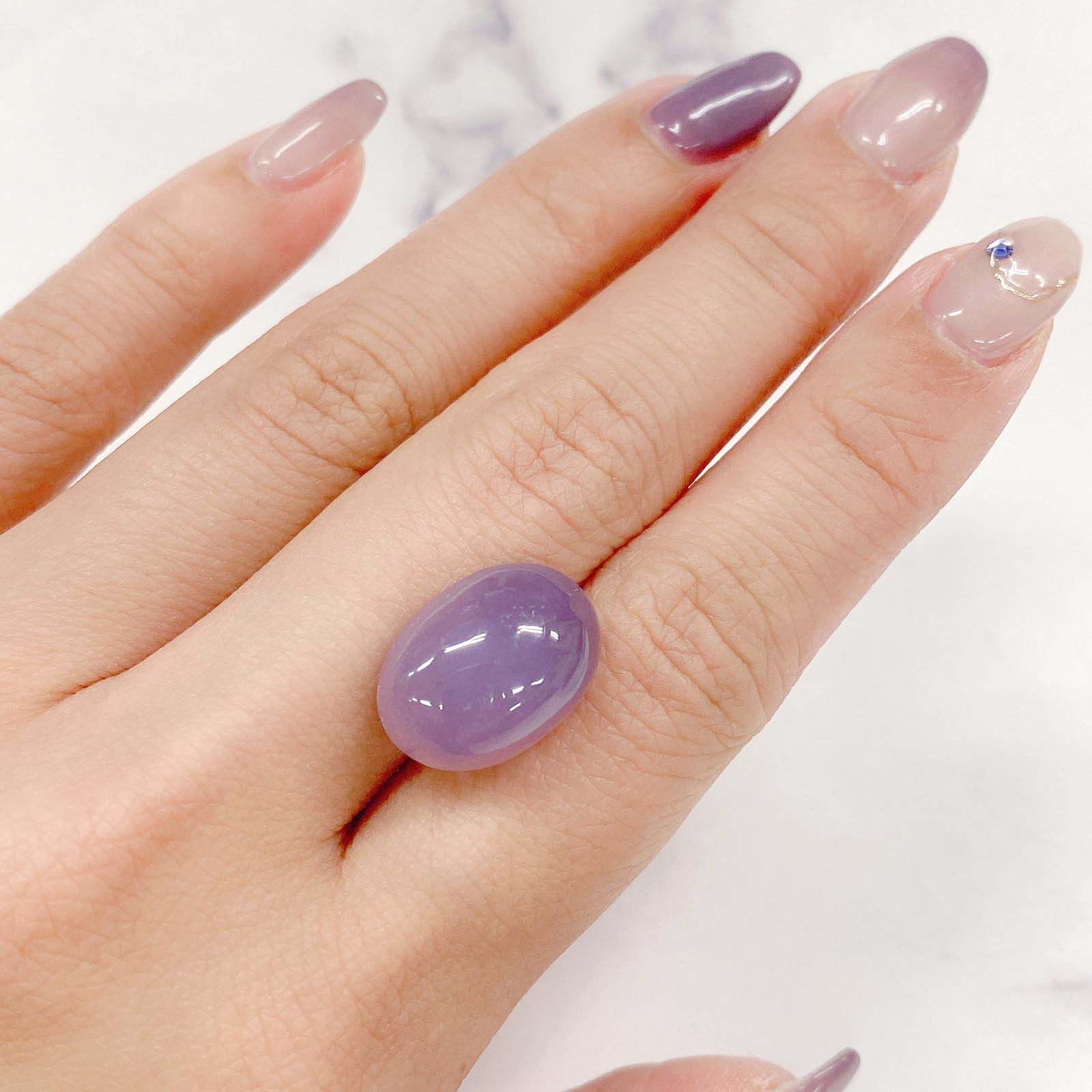 パープルカルセドニー(宝石名バイオレット・カルセドニー)インドネシア産 11.42ct 識別済[230722713]16.8x12.6mm前後