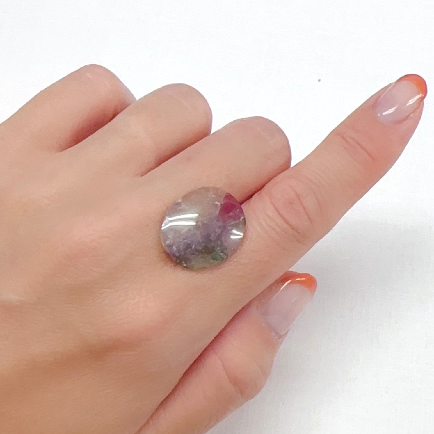 ウォーターメロントルマリンインクォーツ ブラジル産 9.79ct[240427188]19.1x16.2mm前後
