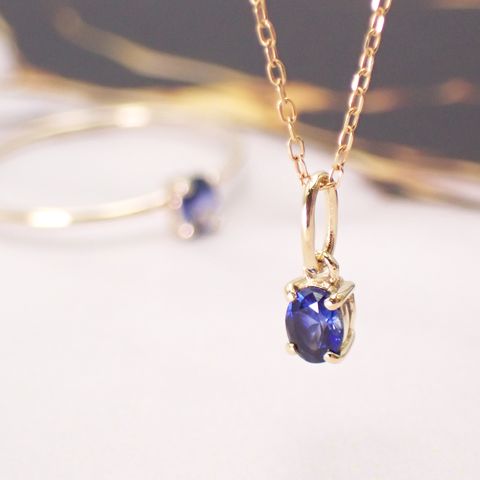 ペンダント空枠：石留め▶サファイア（お客様製作例）