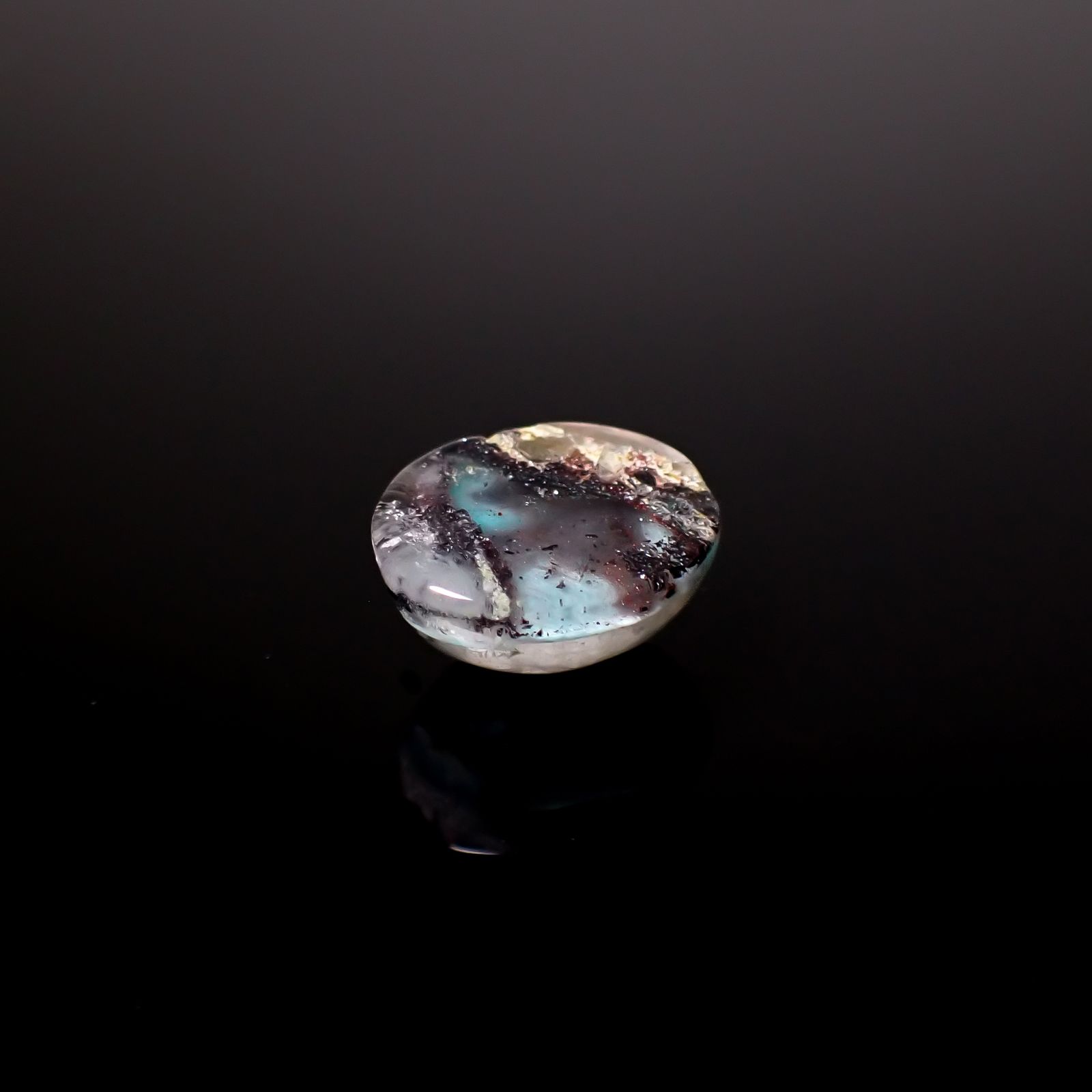 アホイトインクォーツ 南アフリカ・メッシーナ鉱山産 6.77ct [241029322]13.5x10.6mm前後