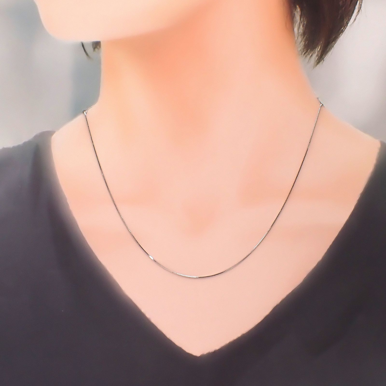 K18WGスライドピンチェーン ベネチアン[326]0.6mm 45cm