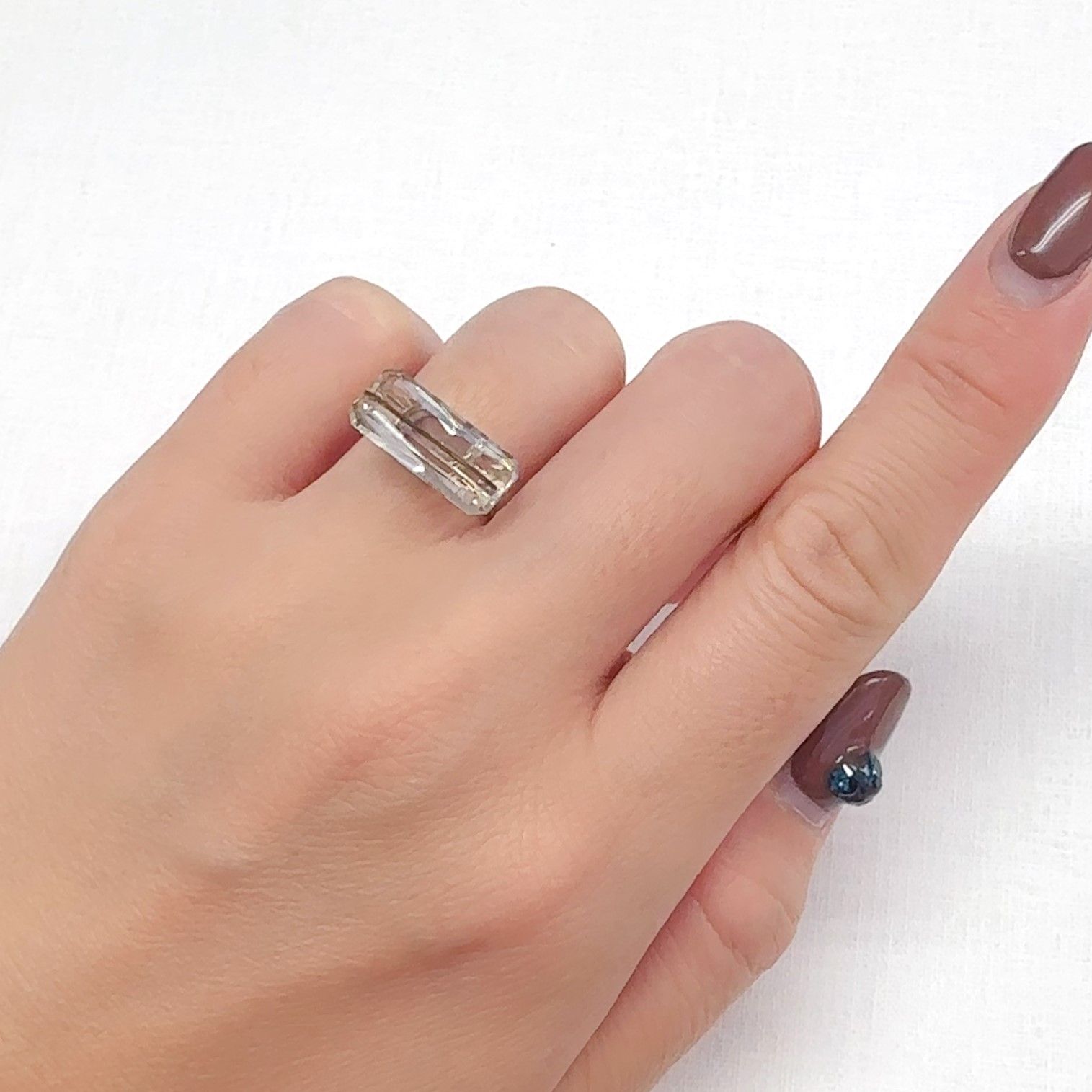 エピドートインクォーツ ブラジル産 4.82ct[240728461]16.6x7.1mm前後