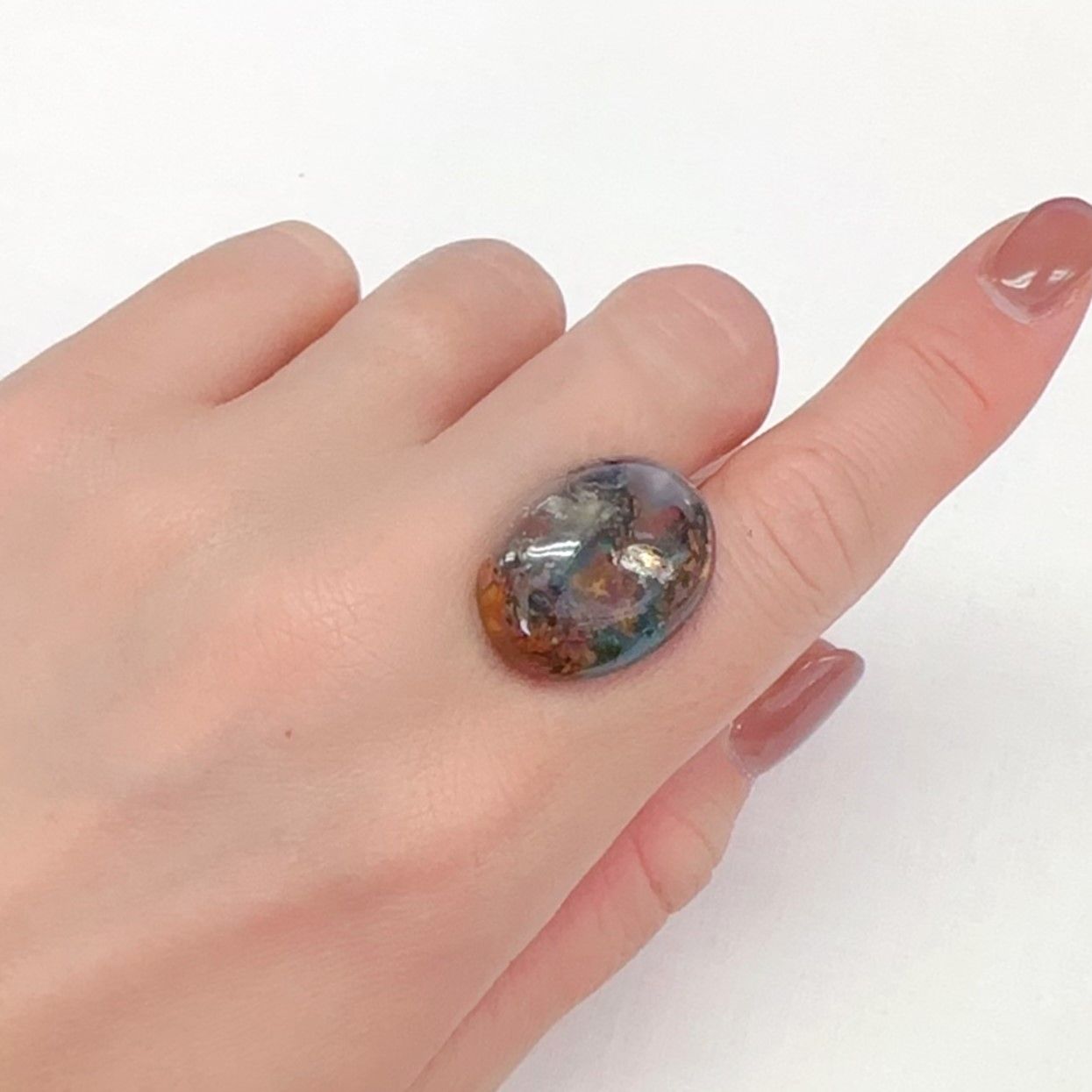 コッパークリソコラインカルセドニー インドネシア産 28.03ct[240125555]22.4x17.3mm前後