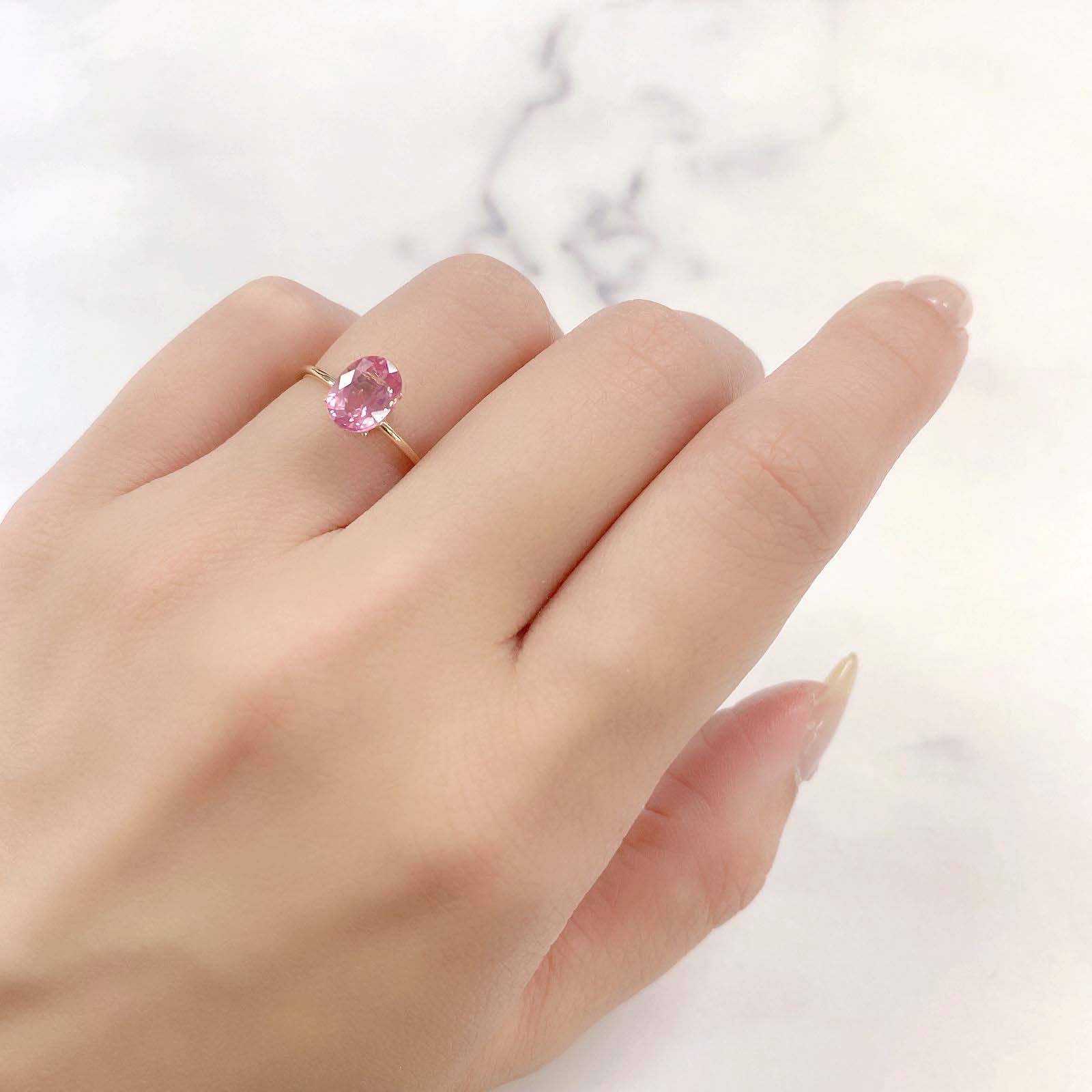 ピンクスピネル(宝石名ピンク・スピネル)タンザニア産 1.306ct ソ付(彩珠)[230722577]7.7x5.9mm前後