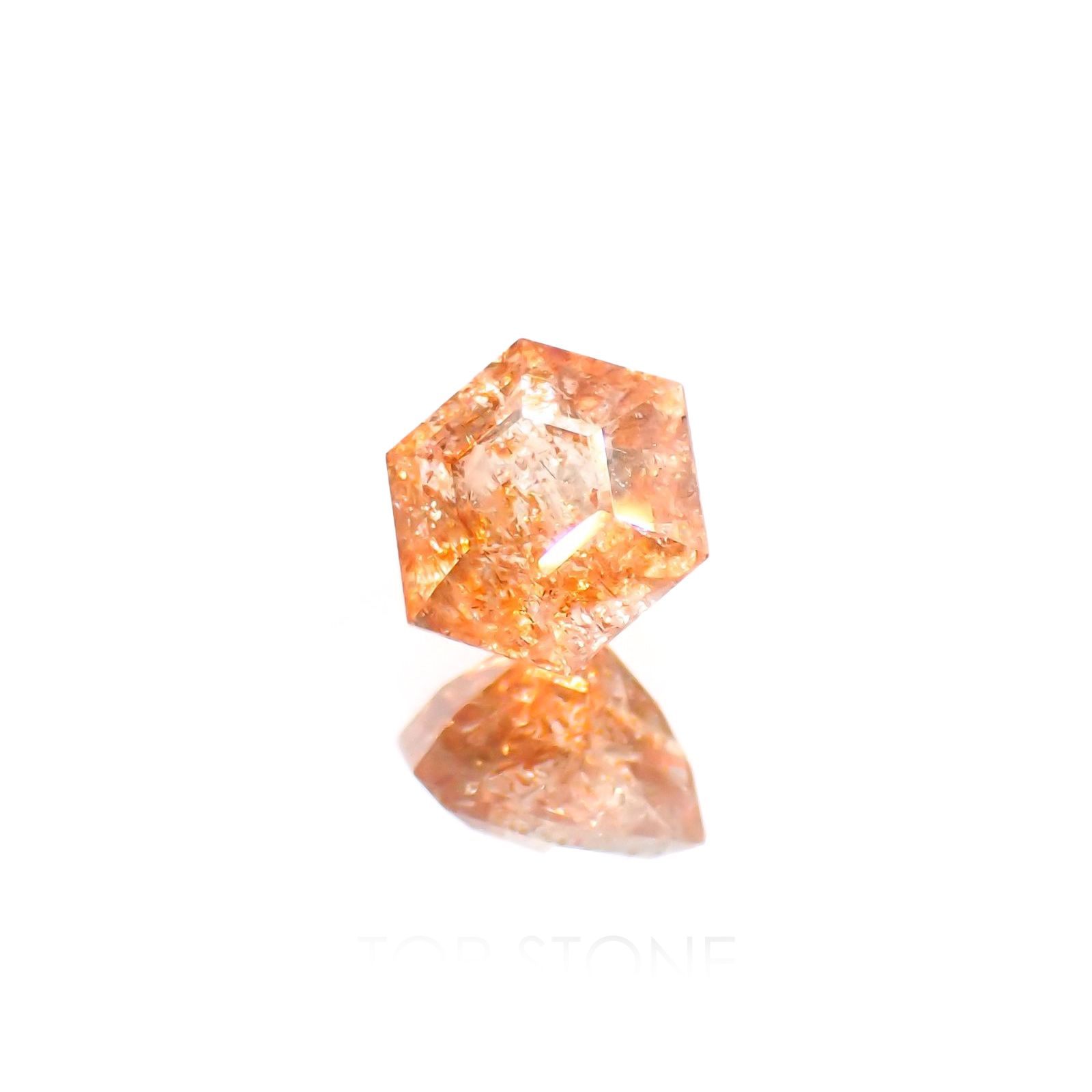 ◇ヘキサゴンカット◇イリュージョンサンストーン インド産 1.24ct / 6.5x6.5mm前後 [260215493]