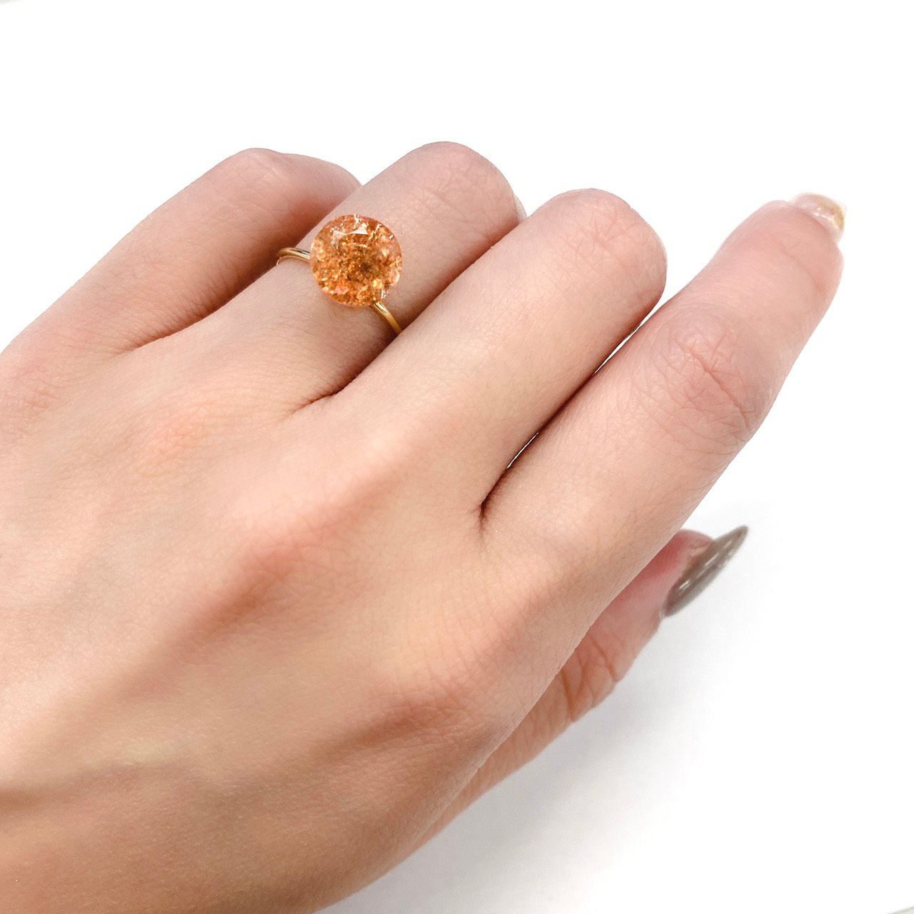 イリュージョンサンストーン(宝石名フェルドスパー) タンザニア産 2.60ct 識別済[210610875]9×8.9mm前後