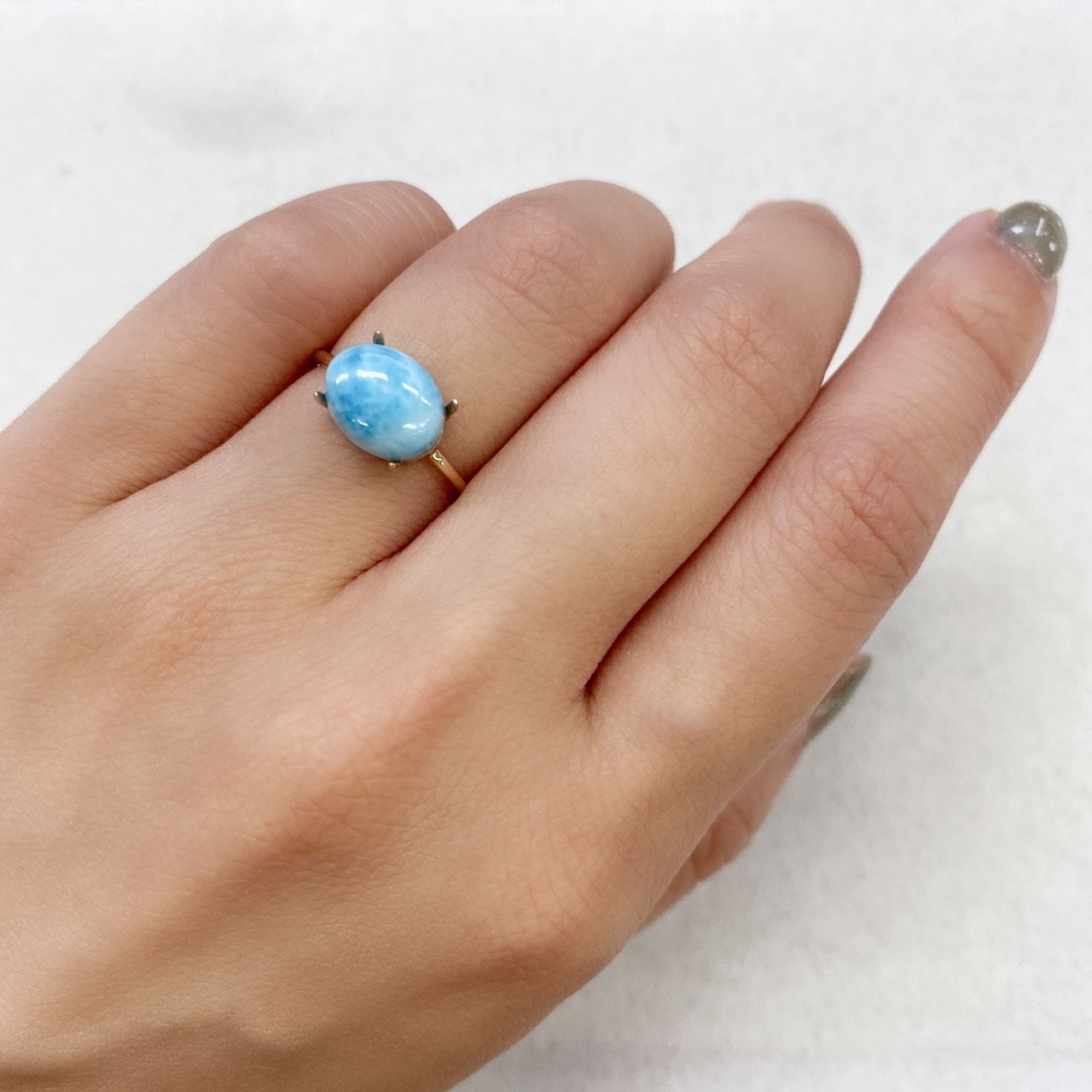 ラリマー(宝石名ブルー・ペクトライト) ドミニカ共和国産 3.36ct 識別済[210913260]9.9×7.9mm前後