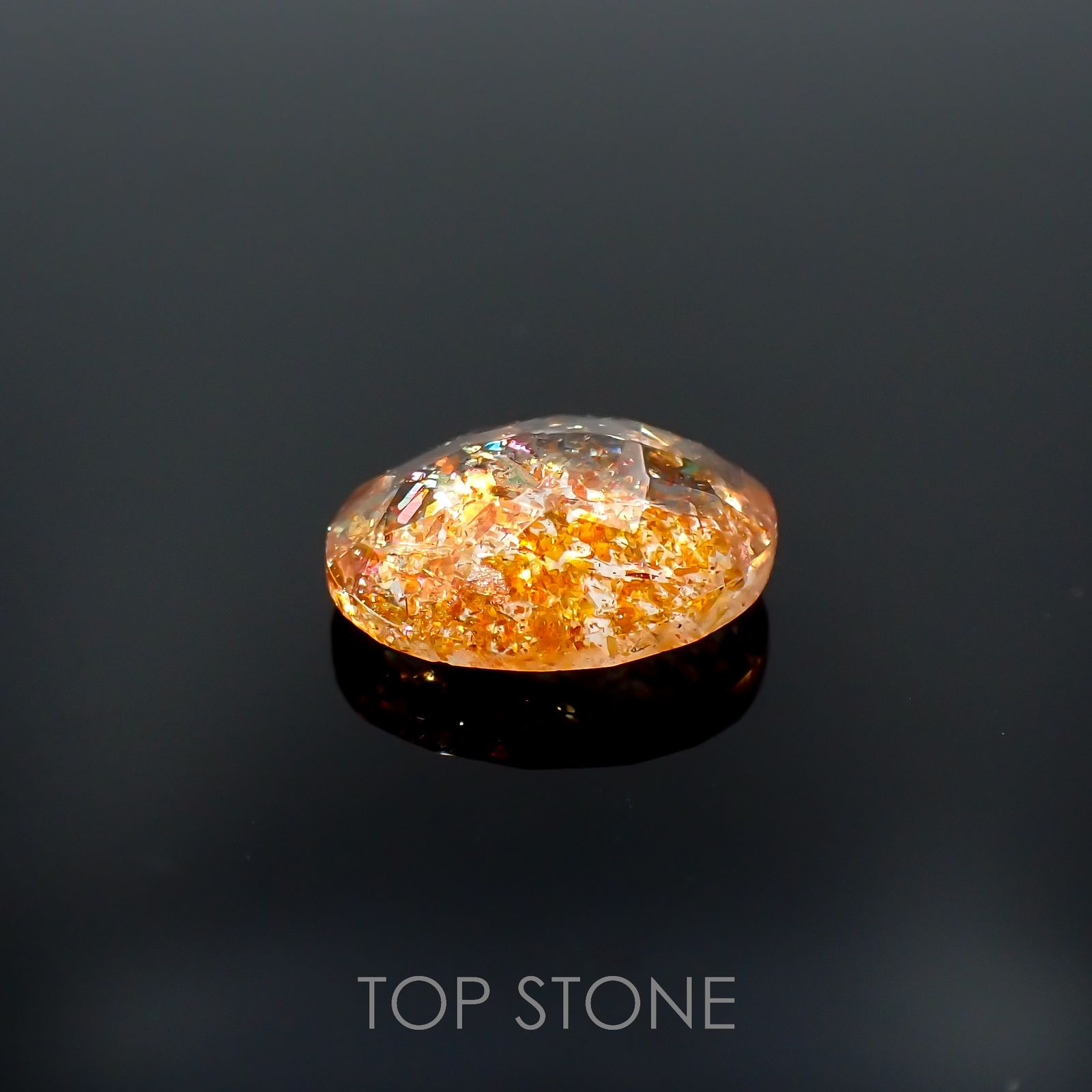 イリュージョンサンストーン インド産 1.60ct[221219254]9.1x7.2mm前後