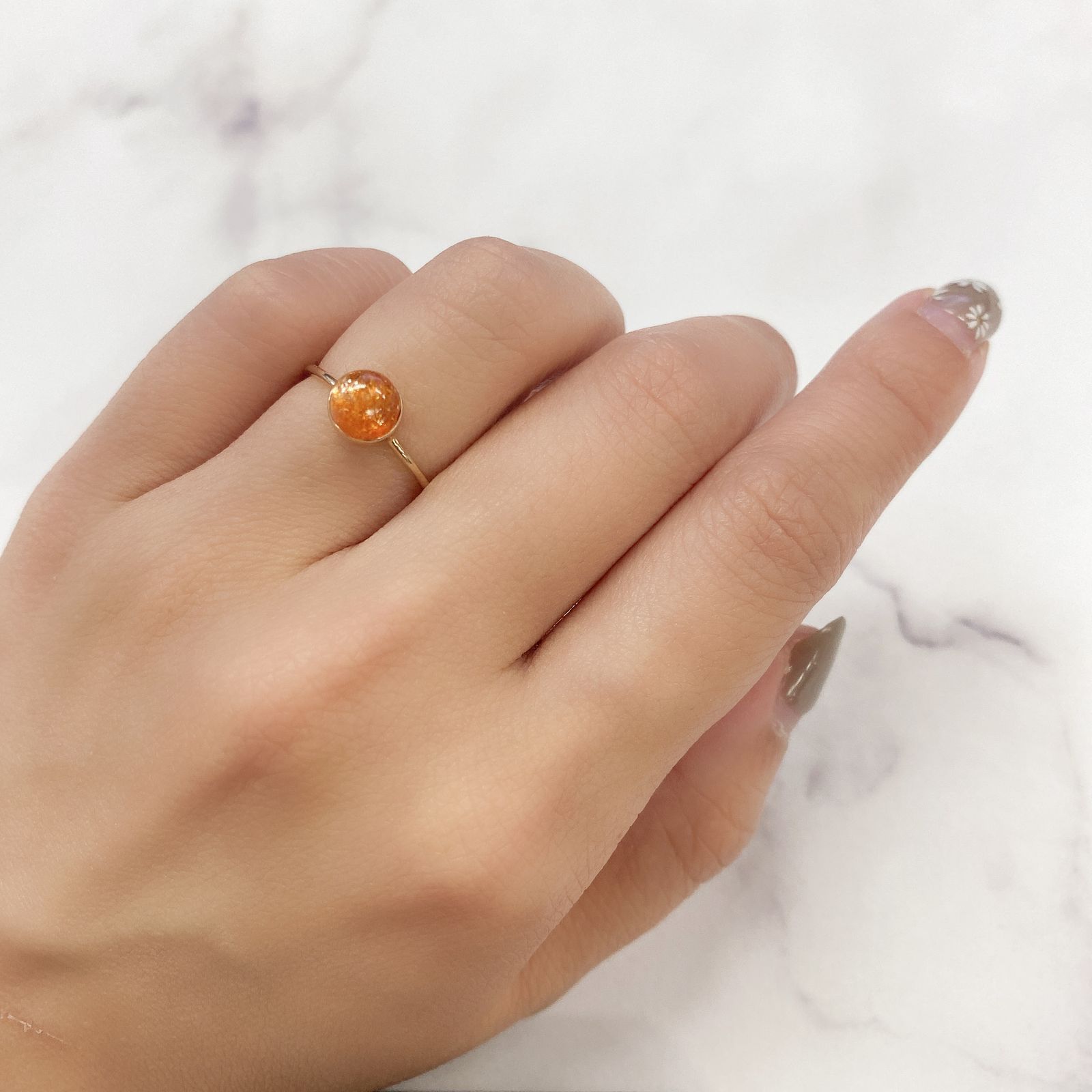 イリュージョンサンストーン(宝石名フェルドスパー) タンザニア産 1.24ct 識別済[210812316]6.2×6.2mm前後